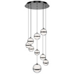 Cyllindra Round Color-Select Multi-Light Pendant - Black Chrome / Clear / White