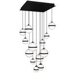 Cyllindra Square Color-Select Multi-Light Pendant - Black Chrome / Clear / White
