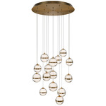 Cyllindra Round Color-Select Multi-Light Pendant - Aged Brass / Clear / White