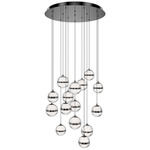 Cyllindra Round Color-Select Multi-Light Pendant - Black Chrome / Clear / White