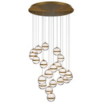 Cyllindra Round Color-Select Multi-Light Pendant - Aged Brass / Clear / White