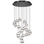 Cyllindra Round Color-Select Multi-Light Pendant - Black Chrome / Clear / White