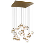 Cyllindra Square Color-Select Multi-Light Pendant - Aged Brass / Clear / White