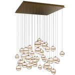 Cyllindra Square Color-Select Multi-Light Pendant - Aged Brass / Clear / White