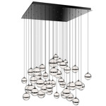 Cyllindra Square Color-Select Multi-Light Pendant - Black Chrome / Clear / White