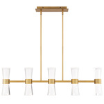 Hourglass Color-Select Linear Pendant - Aged Brass / Clear / White
