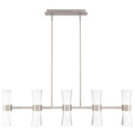 Hourglass Color-Select Linear Pendant - Brushed Nickel / Clear / White