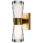 Hourglass Color-Select Wall Sconce - Aged Brass / Clear / White