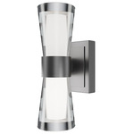Hourglass Color-Select Wall Sconce - Brushed Nickel / Clear / White