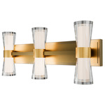 Hourglass Color-Select Bathroom Vanity Light - Aged Brass / Clear / White
