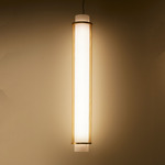 Slim Skin Vertical Pendant - Brass / Opal