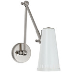Antonio Adjustable Wall Light - Overstock - Polished Nickel / Antique White