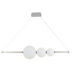 Orb Linear Bar Pendant - Chrome / Opal