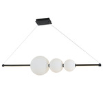 Orb Linear Bar Pendant - Matte Black / Opal