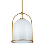 Dahlia Bell Pendant - Brushed Brass / White