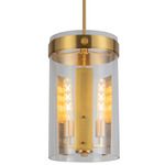 Dahlia Cylinder Pendant - Brushed Brass / Clear