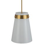 Dahlia Cone Pendant - Brushed Brass / White