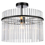 Ava Convertible Semi Flush Ceiling Light - Black / Clear