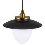 Dahlia Convertible Pendant - Black / Brushed Brass / Opal White