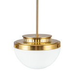 Dahlia Bowl Pendant - Brushed Brass / White