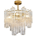 Sophia Semi Flush Ceiling Light - Brass / Clear