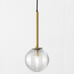 Tacoma Round Pendant - Antique Brass / Clear Ribbed