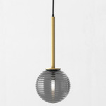 Tacoma Round Pendant - Antique Brass / Smoke Ribbed