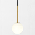 Tacoma Round Pendant - Antique Brass / White Ribbed