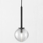 Tacoma Round Pendant - Black / Clear Ribbed