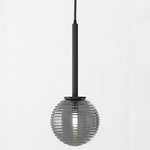 Tacoma Round Pendant - Black / Smoke Ribbed