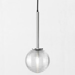 Tacoma Round Pendant - Chrome / Clear Ribbed
