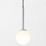 Tacoma Round Pendant - Chrome / White Ribbed