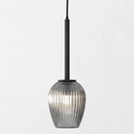 Tacoma Tulip Pendant - Black / Smoke Ribbed