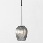 Tacoma Tulip Pendant - Chrome / Smoke Ribbed