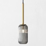Tacoma Reed Pendant - Antique Brass / Smoke Ribbed