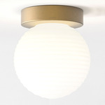 Tacoma Round Wall / Ceiling Light - Antique Brass / White Ribbed
