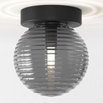 Tacoma Round Wall / Ceiling Light - Black / Smoke Ribbed