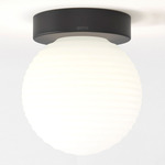 Tacoma Round Wall / Ceiling Light - Black / White Ribbed
