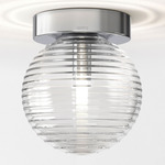 Tacoma Round Wall / Ceiling Light - Chrome / Clear Ribbed