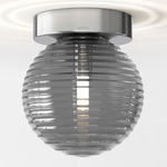 Tacoma Round Wall / Ceiling Light - Chrome / Smoke Ribbed