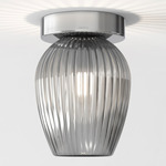 Tacoma Tulip Wall / Ceiling Light - Chrome / Smoke Ribbed