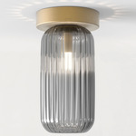 Tacoma Reed Wall / Ceiling Light - Antique Brass / Smoke Ribbed