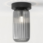 Tacoma Reed Wall / Ceiling Light - Black / Smoke Ribbed
