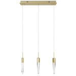 Aspen Linear Multi Light Pendant - Brushed Brass / Bubble Crystal