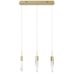 Aspen Linear Multi Light Pendant - Brushed Brass / Clear Crystal