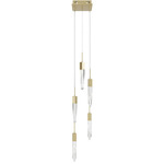 Aspen 5LT Square Multi Light Pendant - Brushed Brass / Bubble Crystal