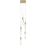 Aspen 5LT Square Multi Light Pendant - Brushed Brass / Clear Crystal