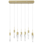 Aspen Linear Multi Light Pendant - Brushed Brass / Bubble Crystal
