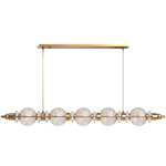 Avra Globes Linear Pendant - Aged Brass / Clear