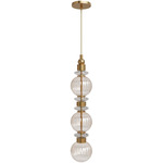 Avra Globes Pendant - Aged Brass / Clear